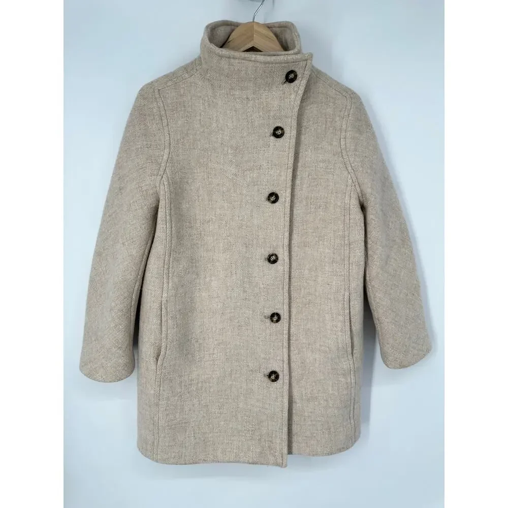 J. Crew Villa Coat in Italian Stadium Cloth Nello Gori Wool Blend Heather Sand - Picture 10 of 16